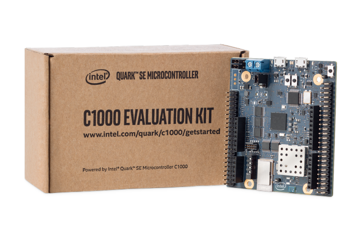 Intel C1000 Microcontroller Evaluation Kit Box And Development Board PNG
