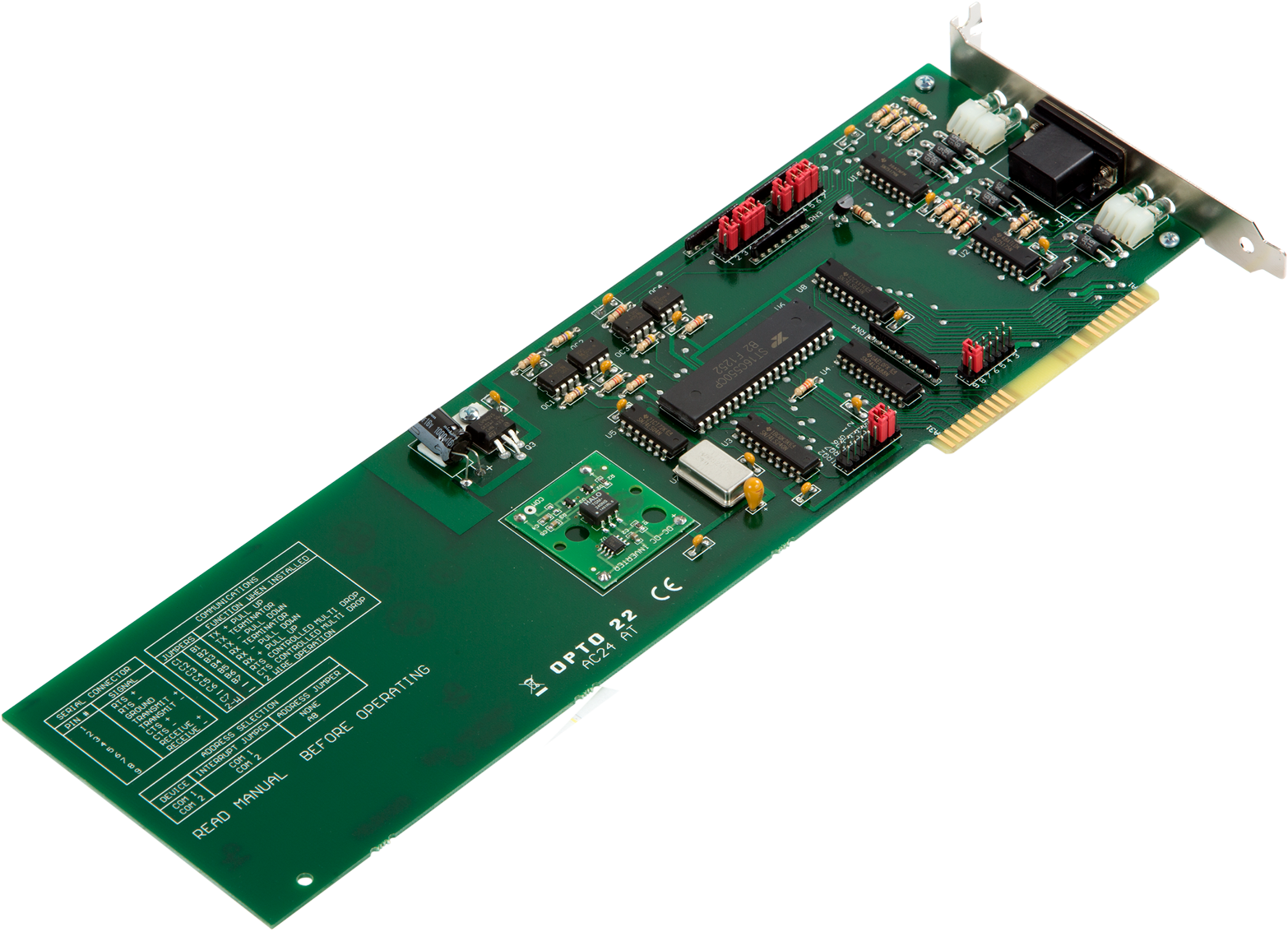 Long Green Embedded Controller Development Board With Circuit Components PNG
