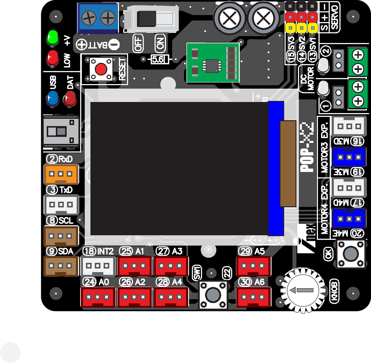 Microcontroller Trainer Board Diagram With Components And Labeled Ports PNG