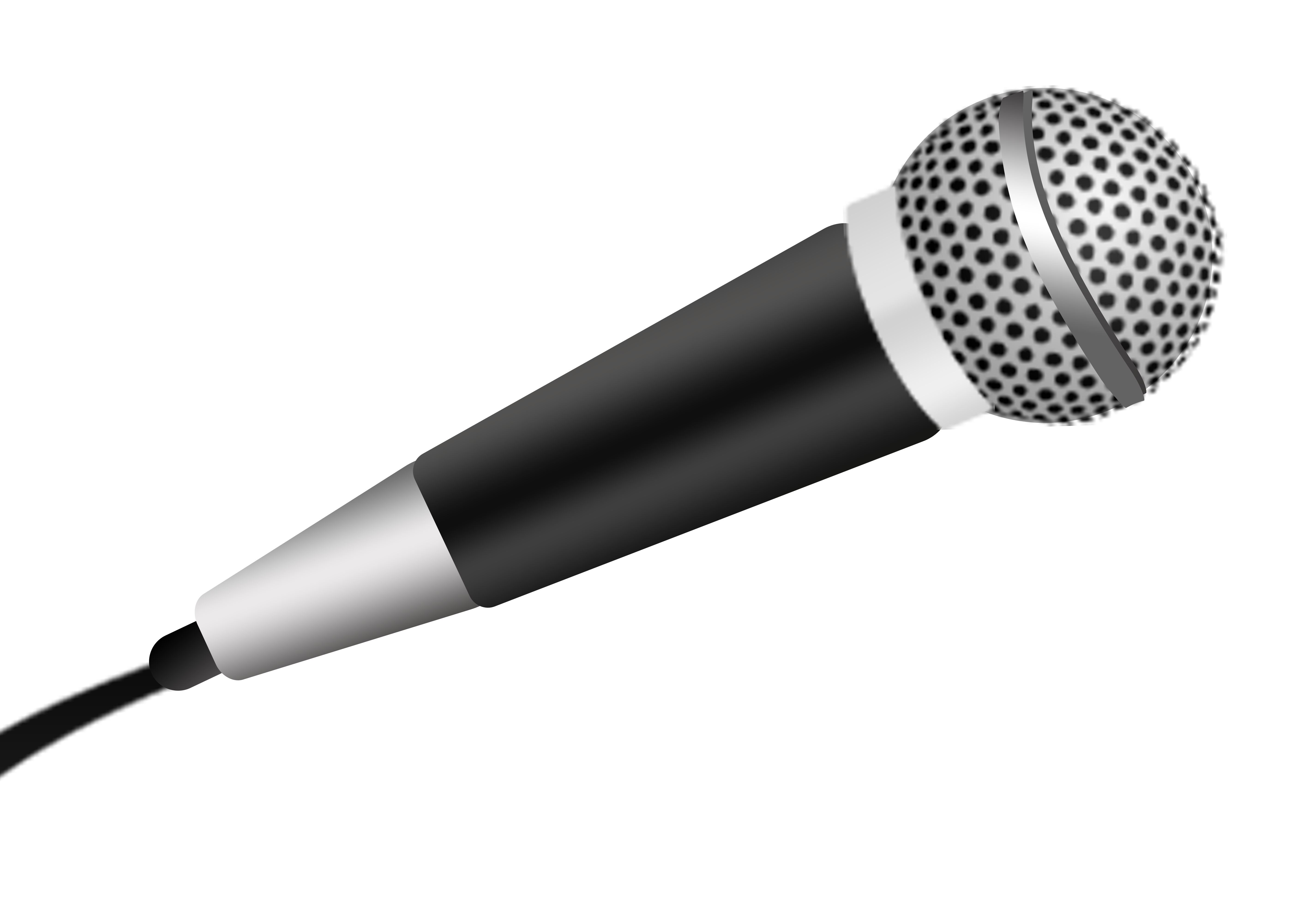 Black And Silver Wired Handheld Microphone Angled Product Photo PNG