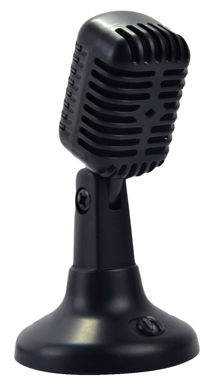 Black Compact USB Microphone With Round Desktop Stand Isolated PNG PNG