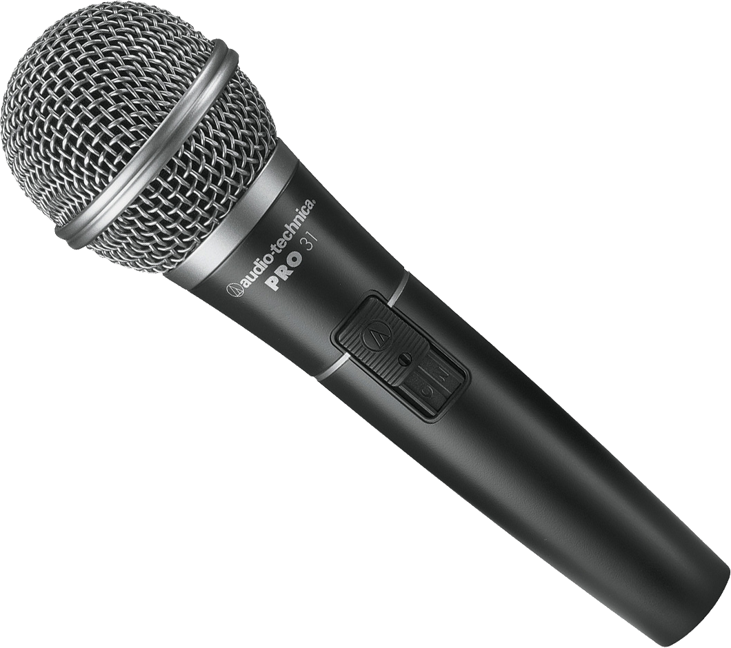 Black Handheld Vocal Microphone With Mesh Head And Control Switch PNG