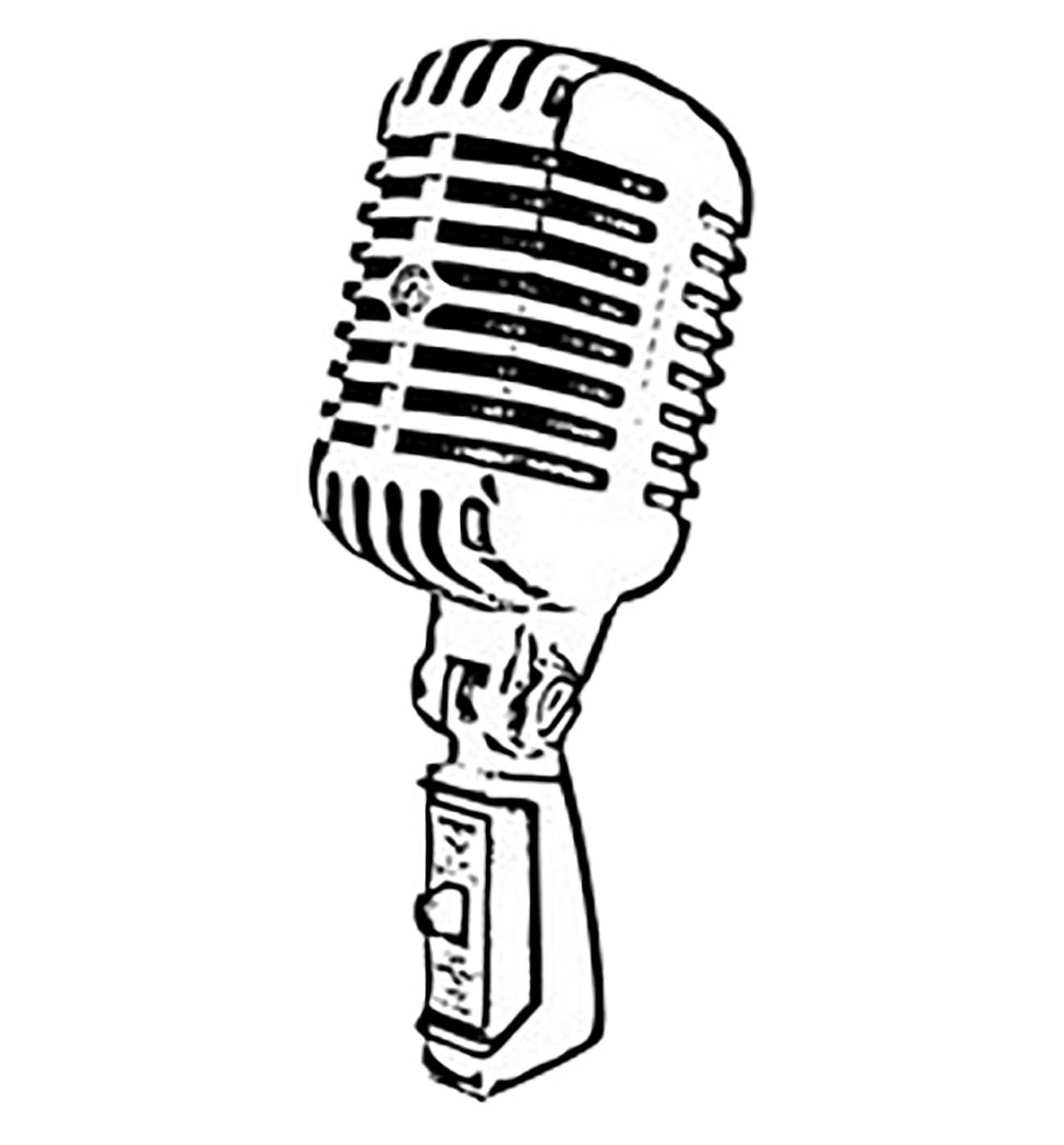 Black Line Drawing Of A Vintage Broadcast Microphone PNG Illustration PNG
