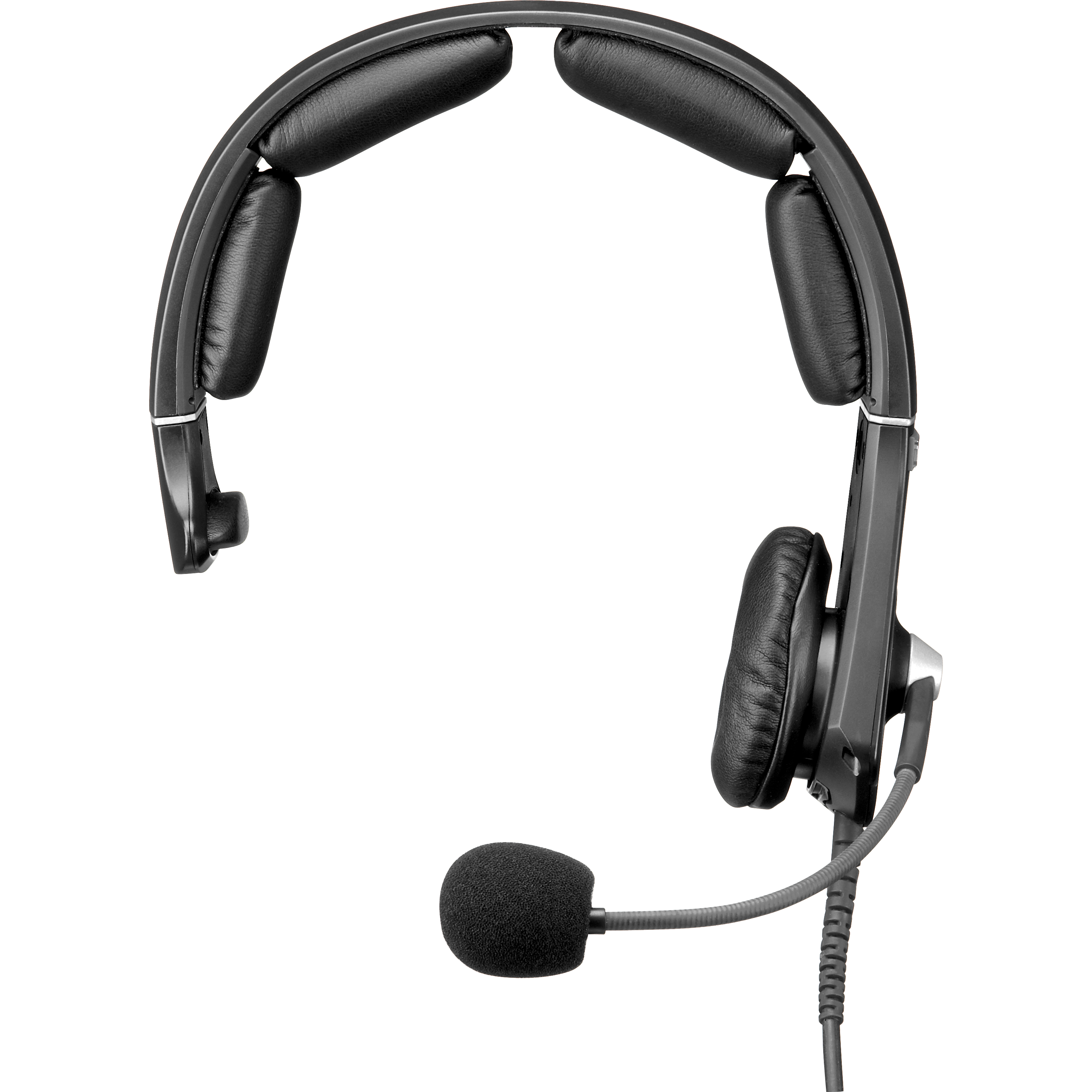 Black Over Ear Headset With Adjustable Boom Microphone Product Image PNG