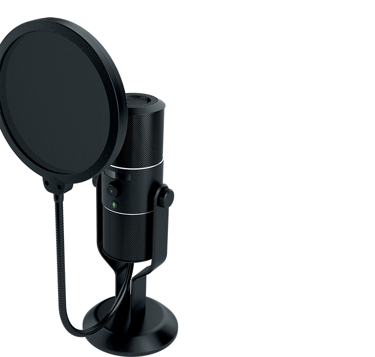 Black Studio Condenser Microphone With Pop Filter And Table Stand PNG