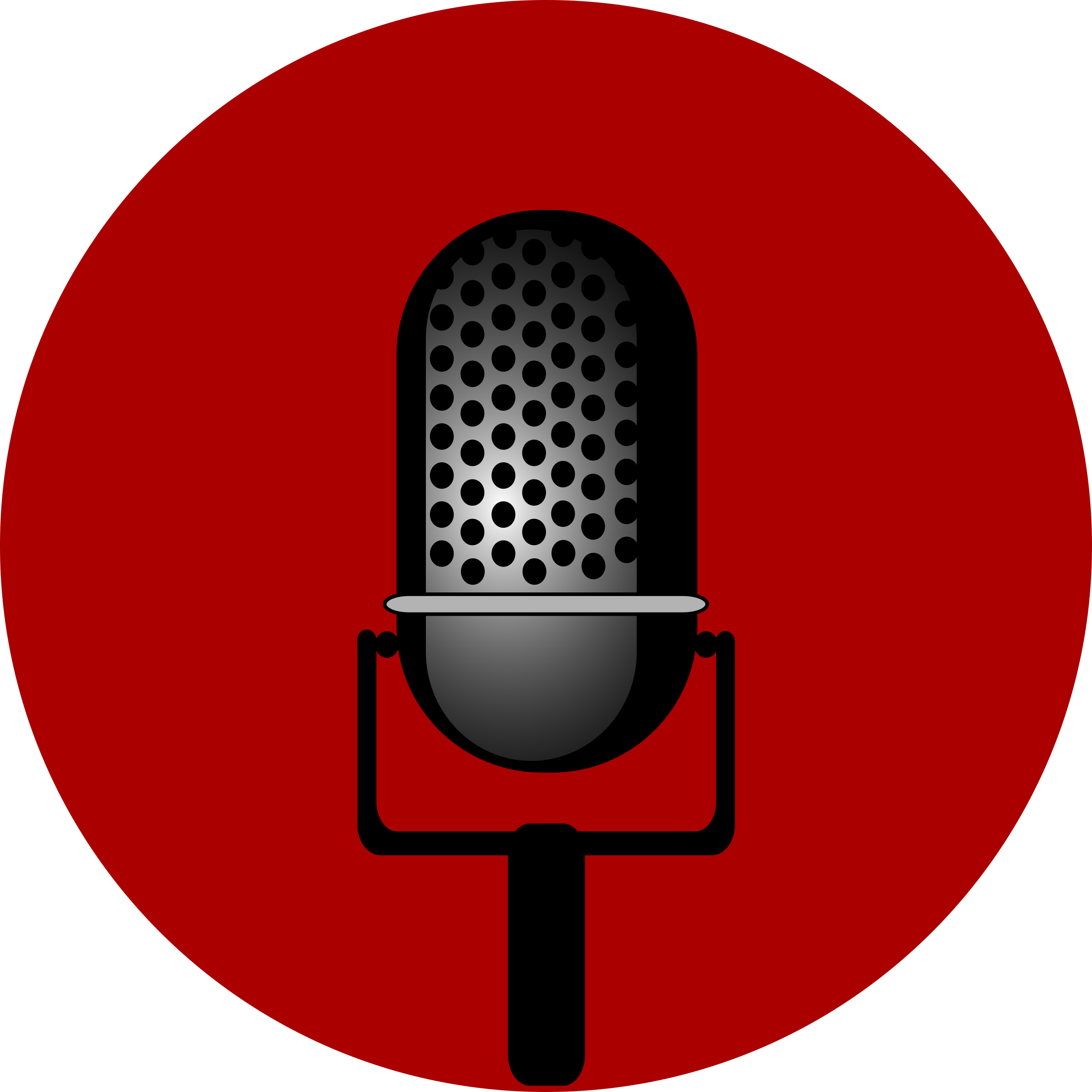 Black Studio Microphone Icon On Bold Red Circular Background PNG