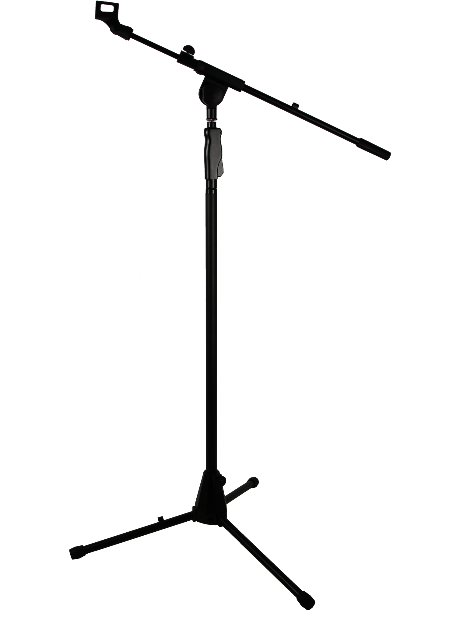 Black Tripod Microphone Stand With Adjustable Horizontal Boom Arm PNG
