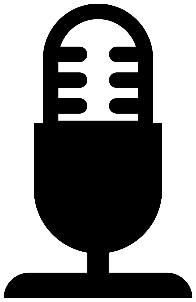 Black Vintage Desktop Microphone Symbol With Wide Base Icon PNG