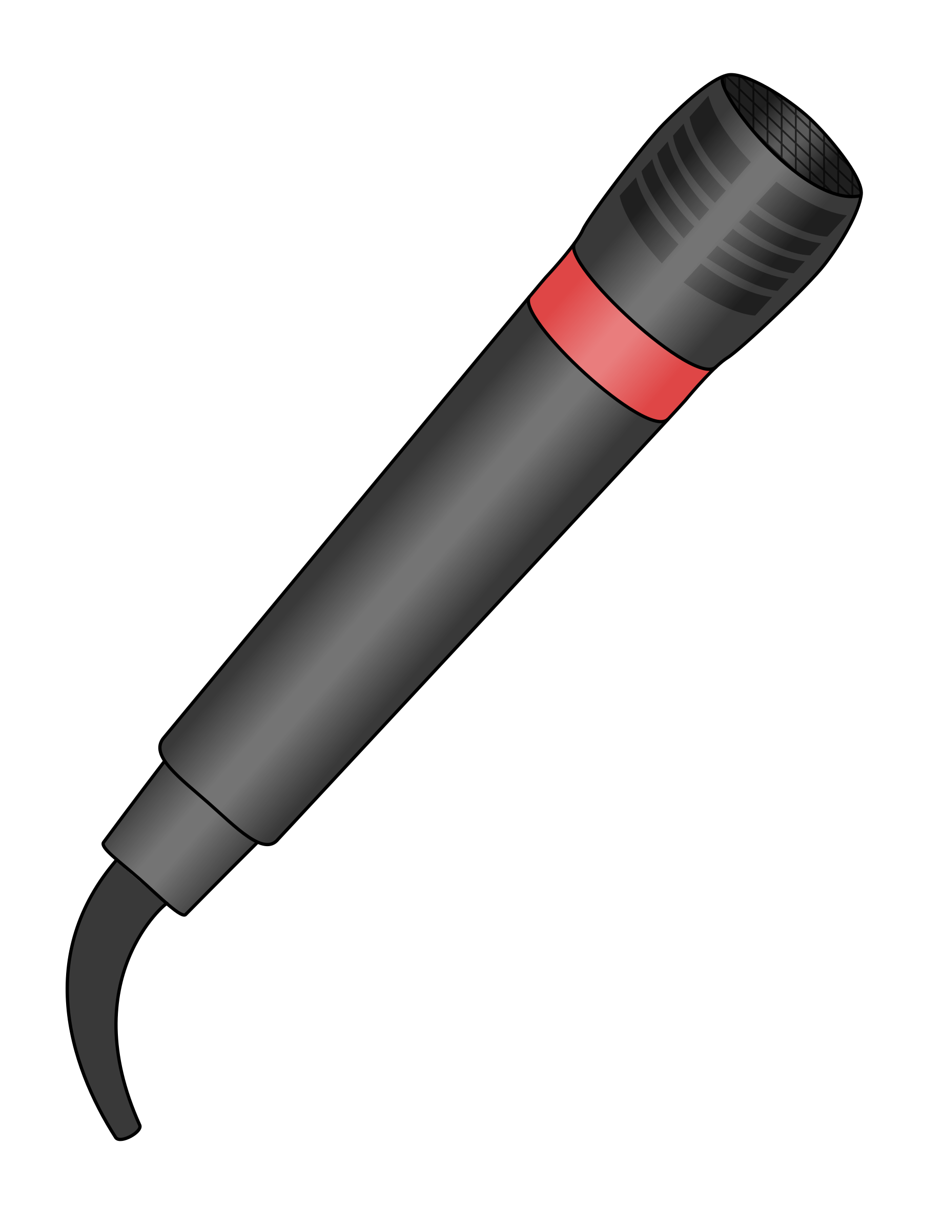 Black Wired Handheld Microphone With Red Ring And Curved Cable PNG