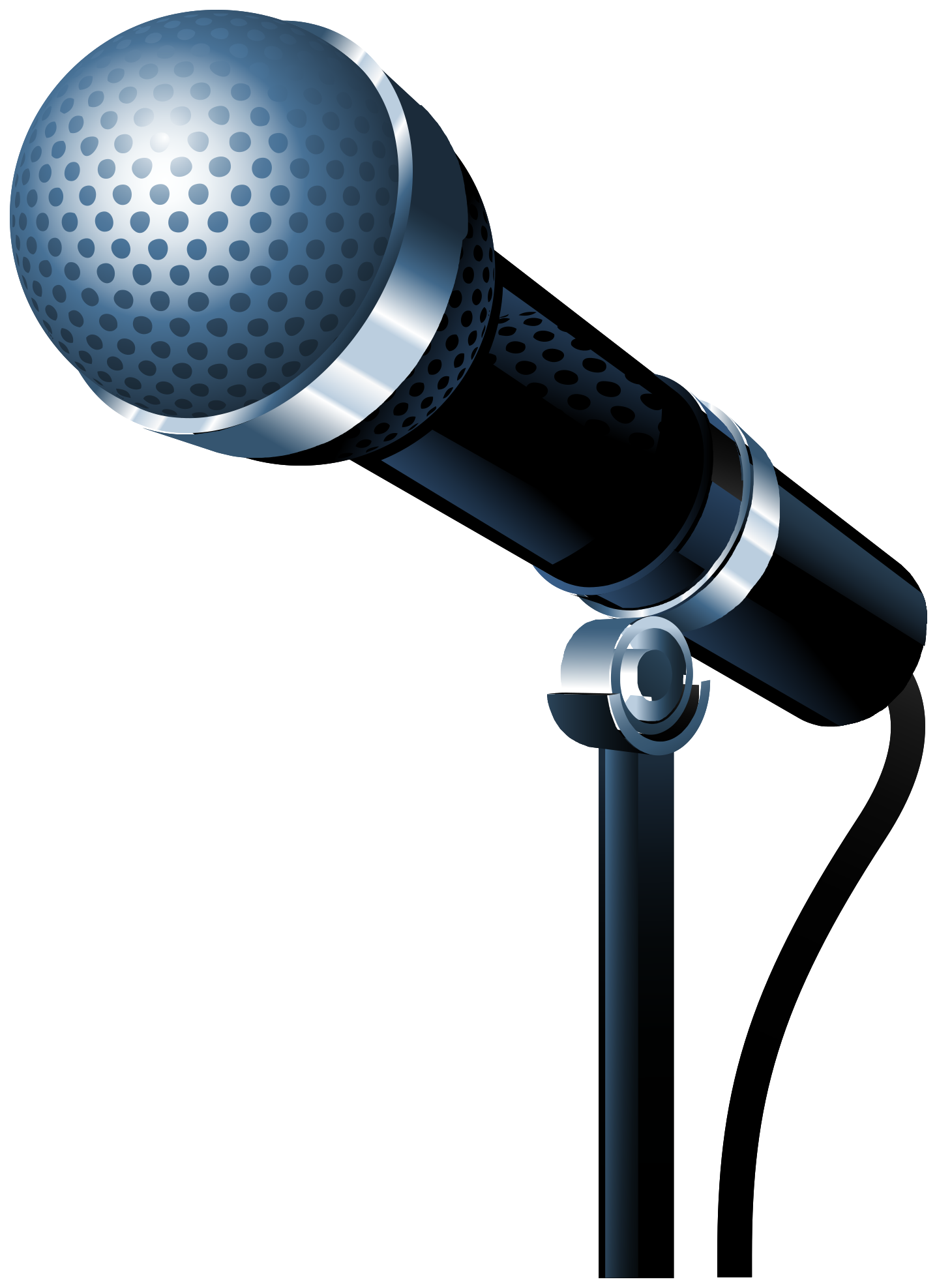 Blue Studio Microphone In Silver Shock Mount With Black Boom Stand PNG