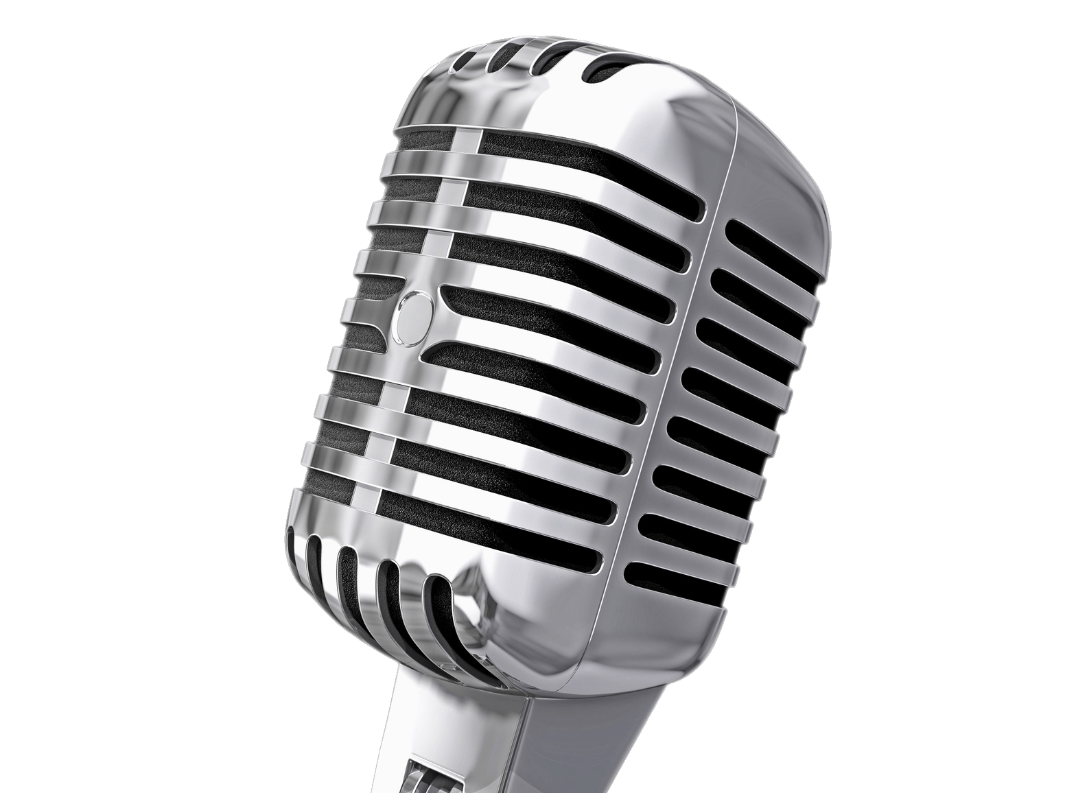 Close Up Of Large Chrome Vintage Microphone Grill And Metal Housing PNG