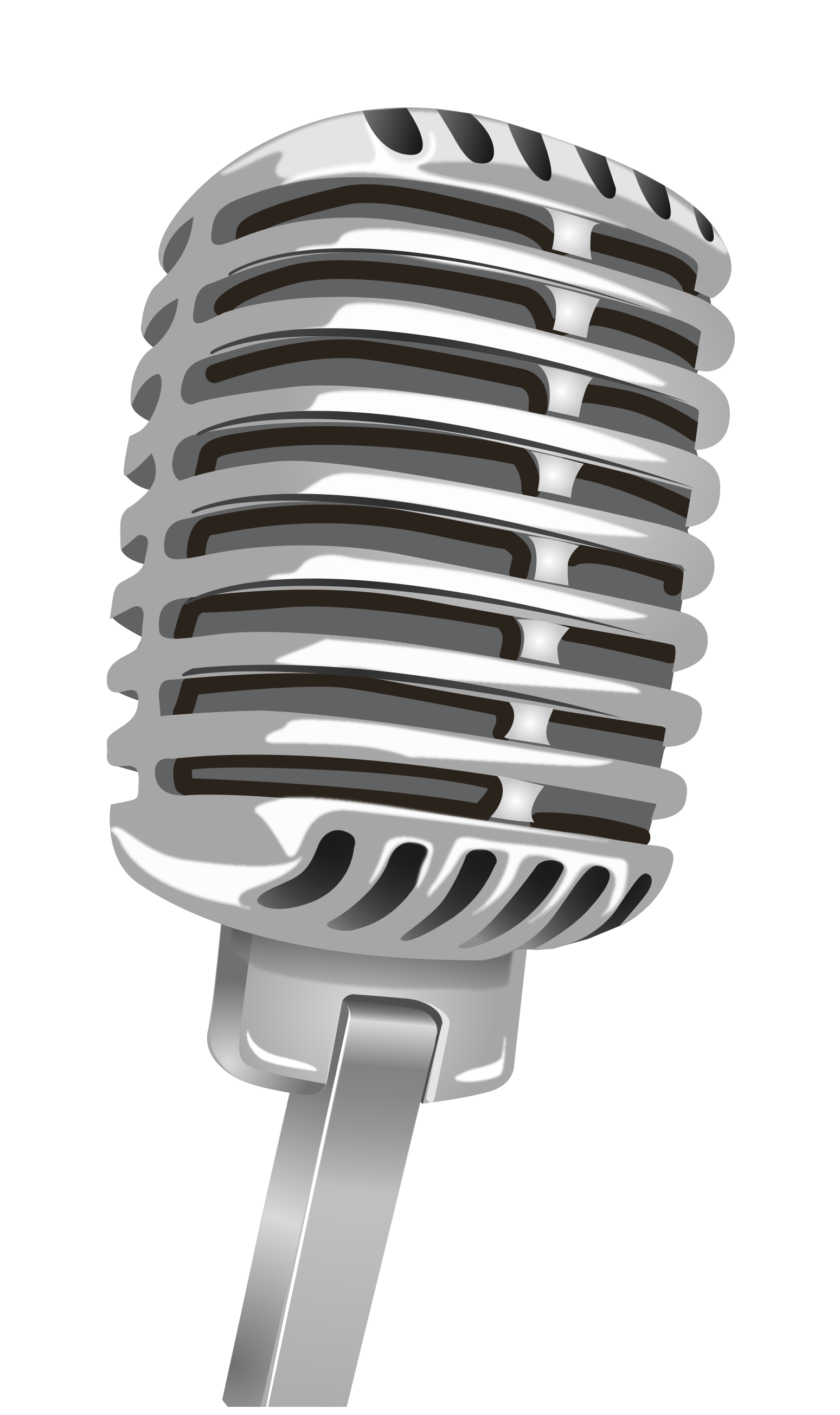 Close Up Of Silver Retro Microphone Head With Ribbed Grill Detail PNG