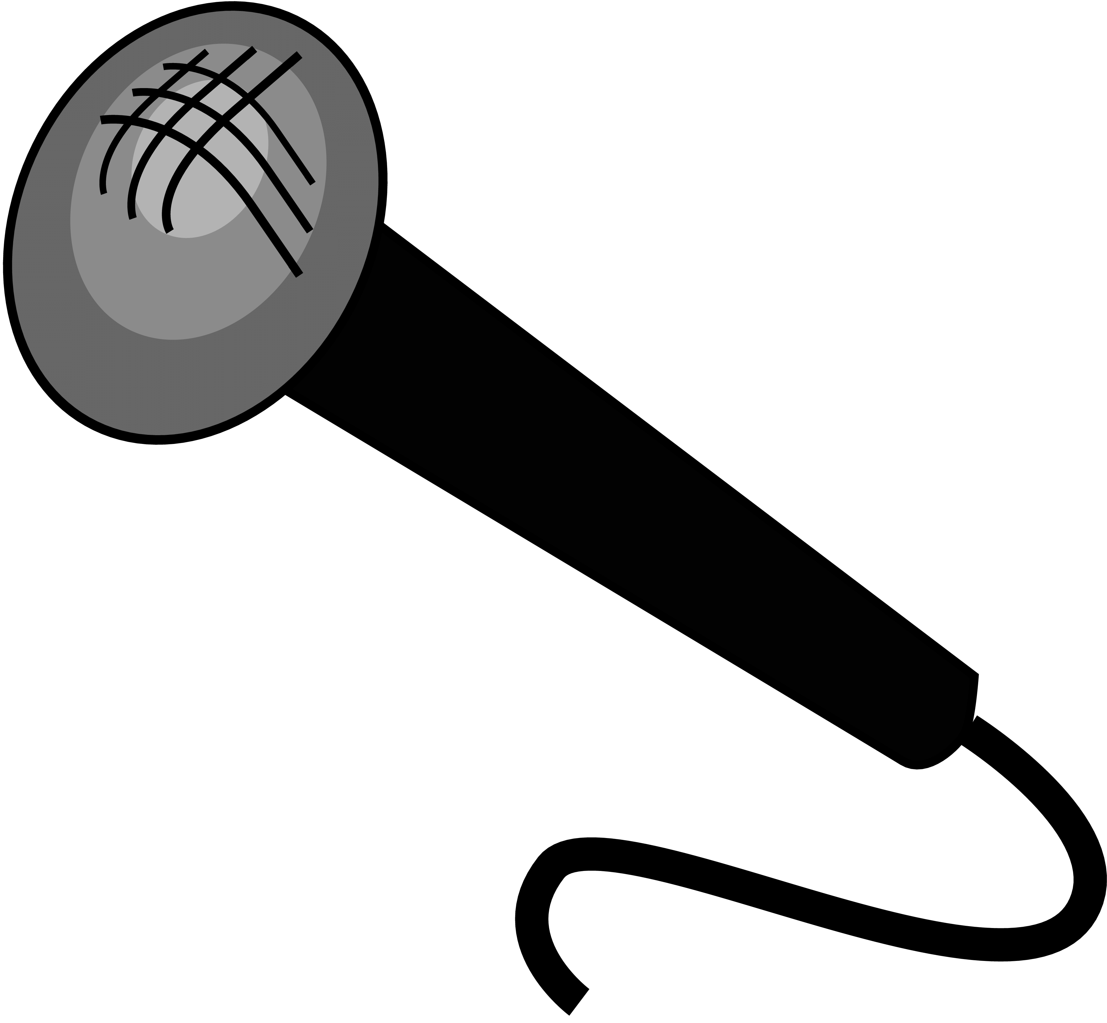 Gray Handheld Microphone Cartoon With Looping Cable Graphic PNG