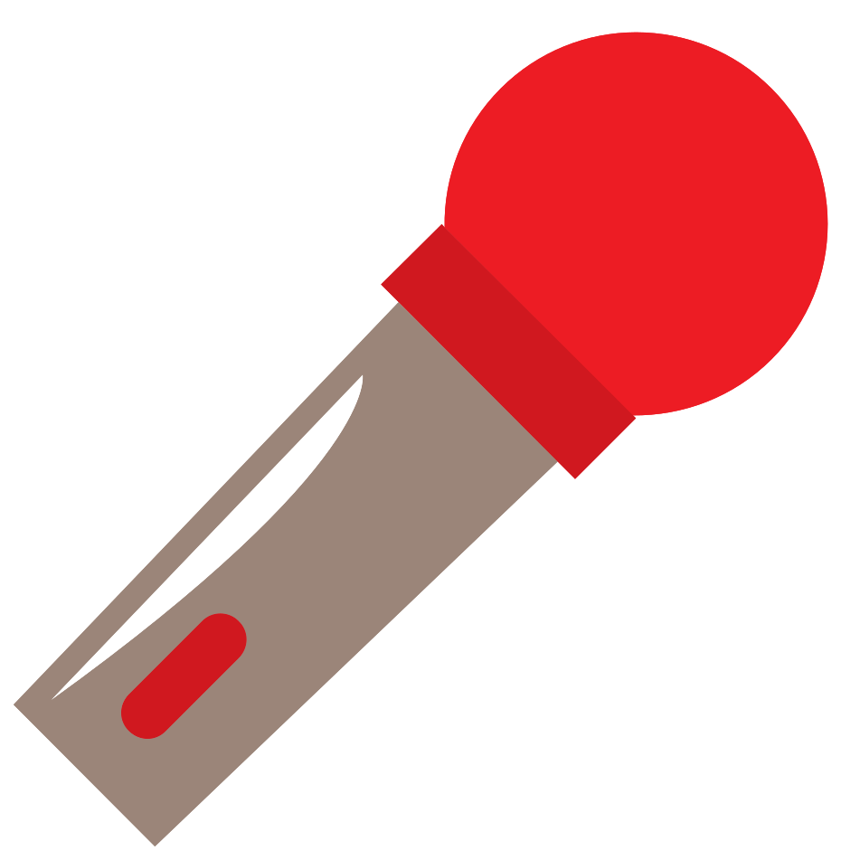 Red And Gray Cartoon Microphone With Curved Wire Illustration PNG