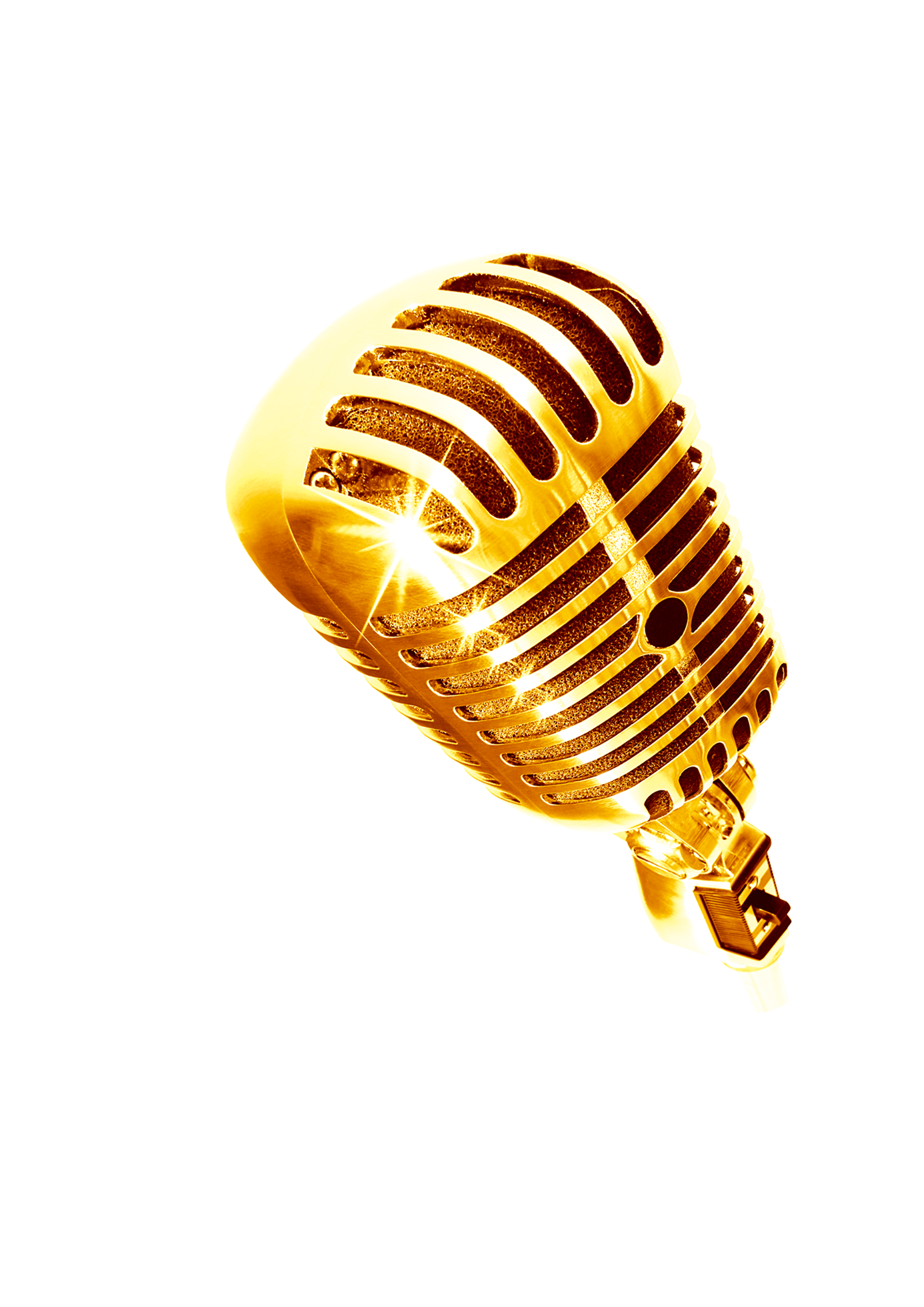 Shiny Gold Vintage Microphone Angled View Transparent PNG Image PNG