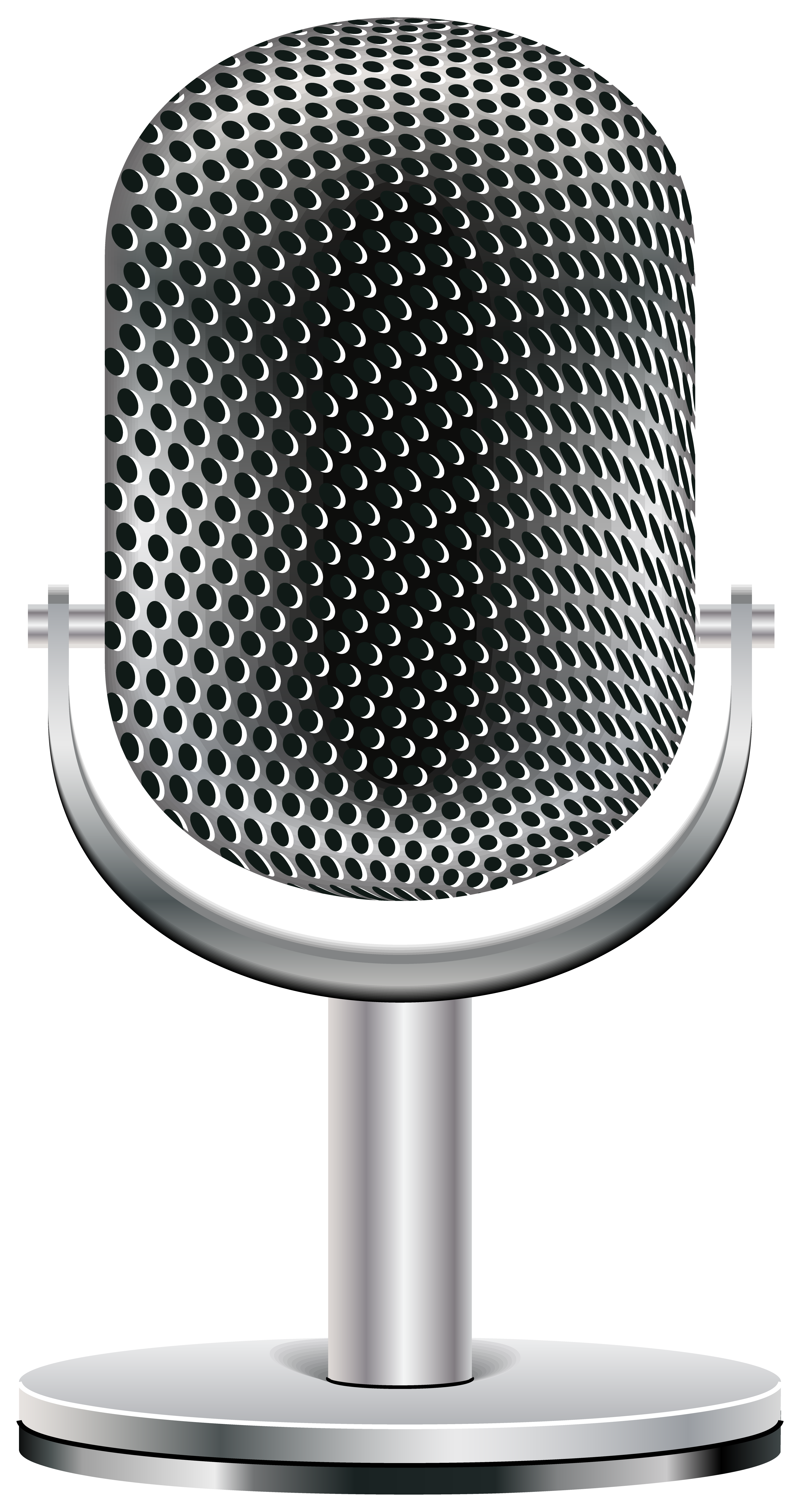 Silver USB Desktop Microphone With Large Mesh Capsule And Metal Base PNG
