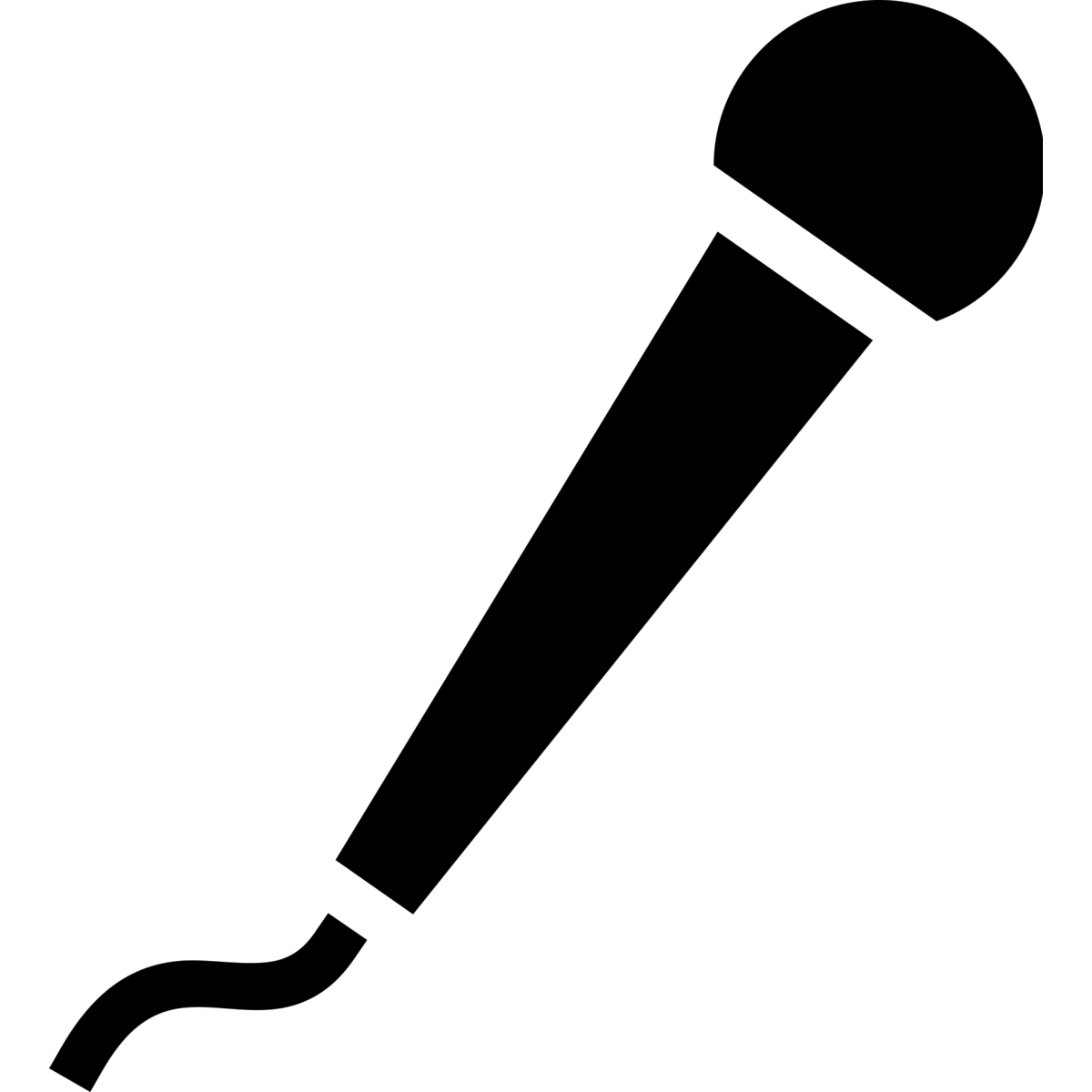 Simple Black Handheld Microphone Silhouette With Long Audio Cable PNG