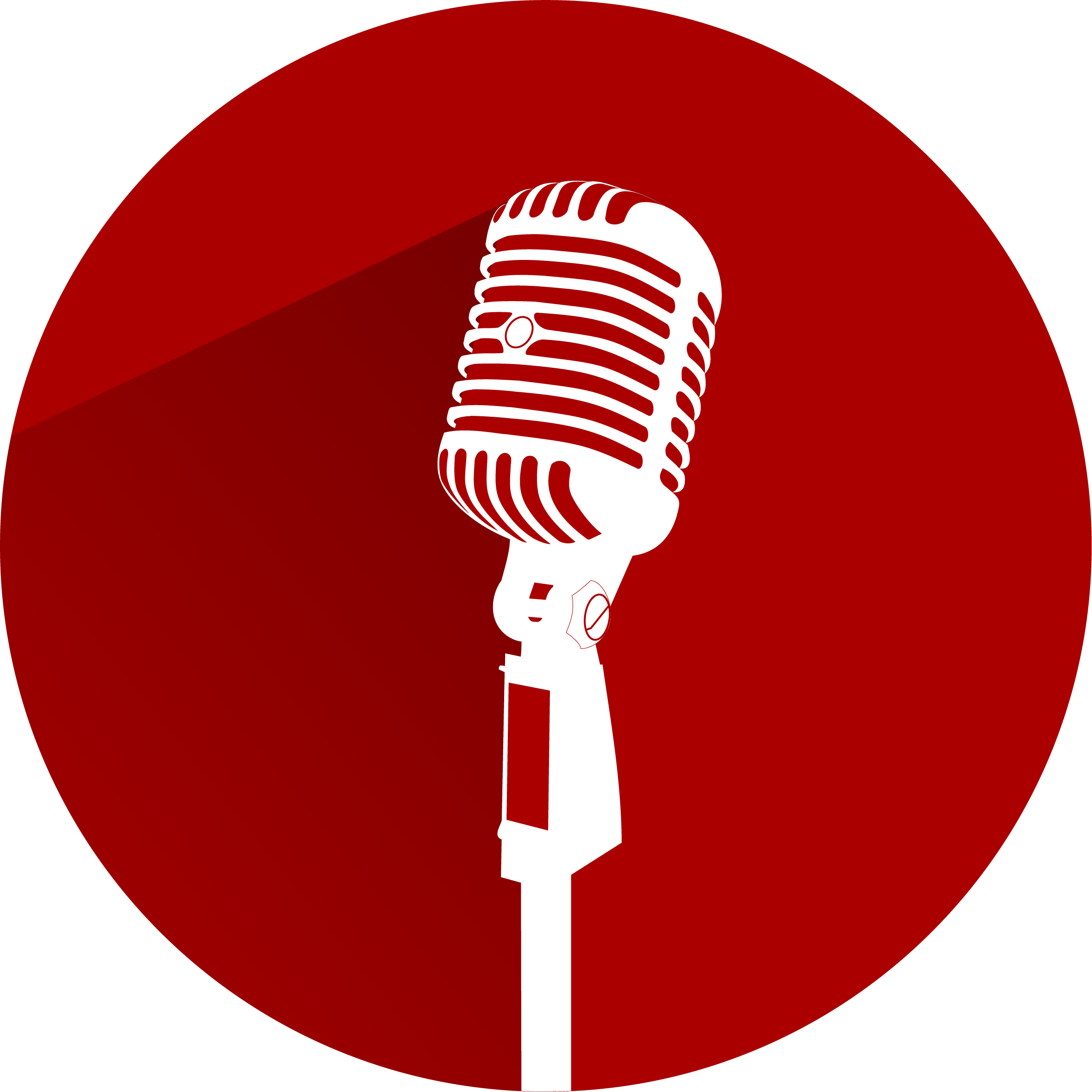 White Retro Microphone Symbol Inside Red Circle Background Graphic PNG