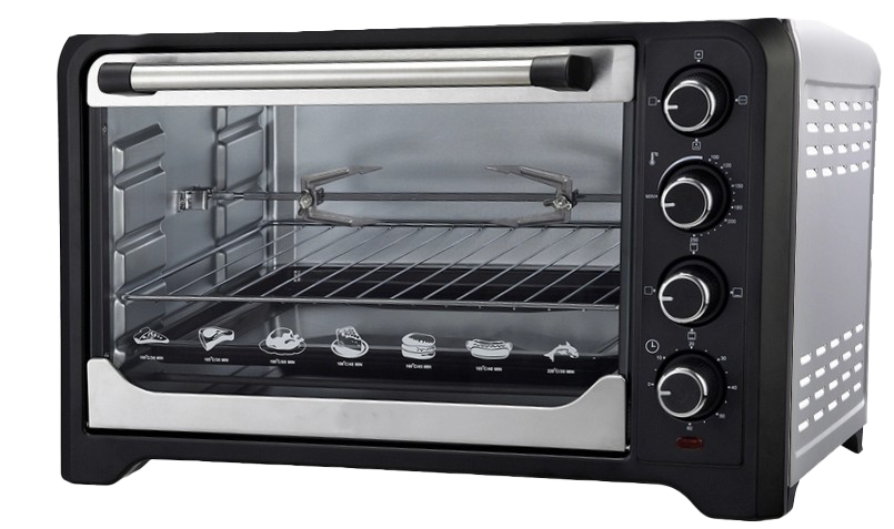 Black Countertop Toaster Oven With Three Control Knobs And Side Vents PNG