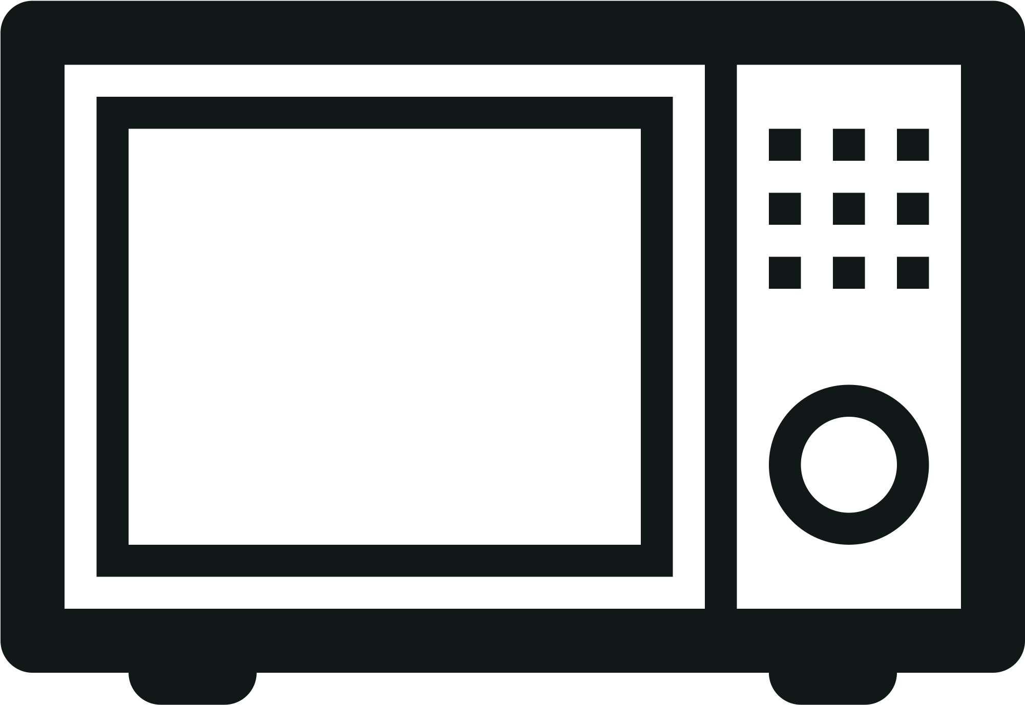Black Microwave Icon With Rectangular Door And Digital Button Panel PNG