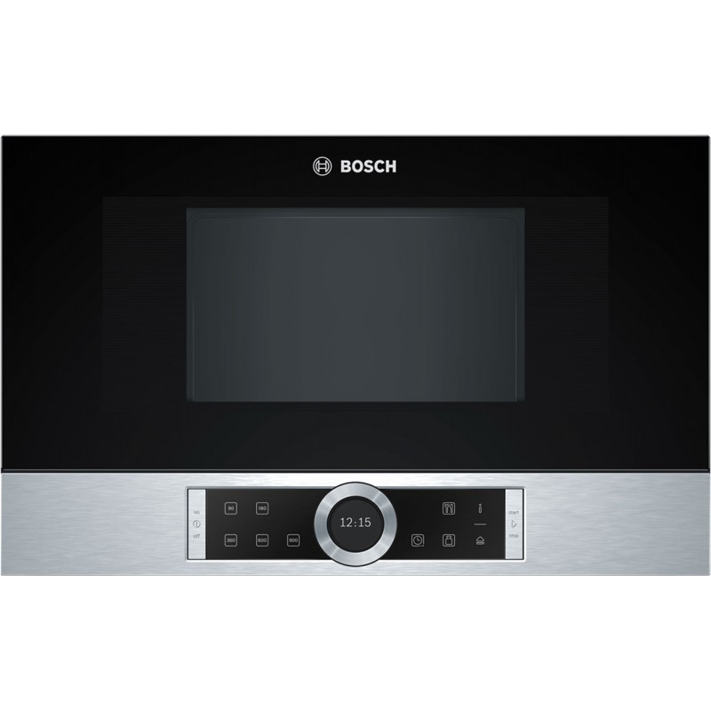 Bosch Built In Black And Stainless Microwave Oven Front View PNG