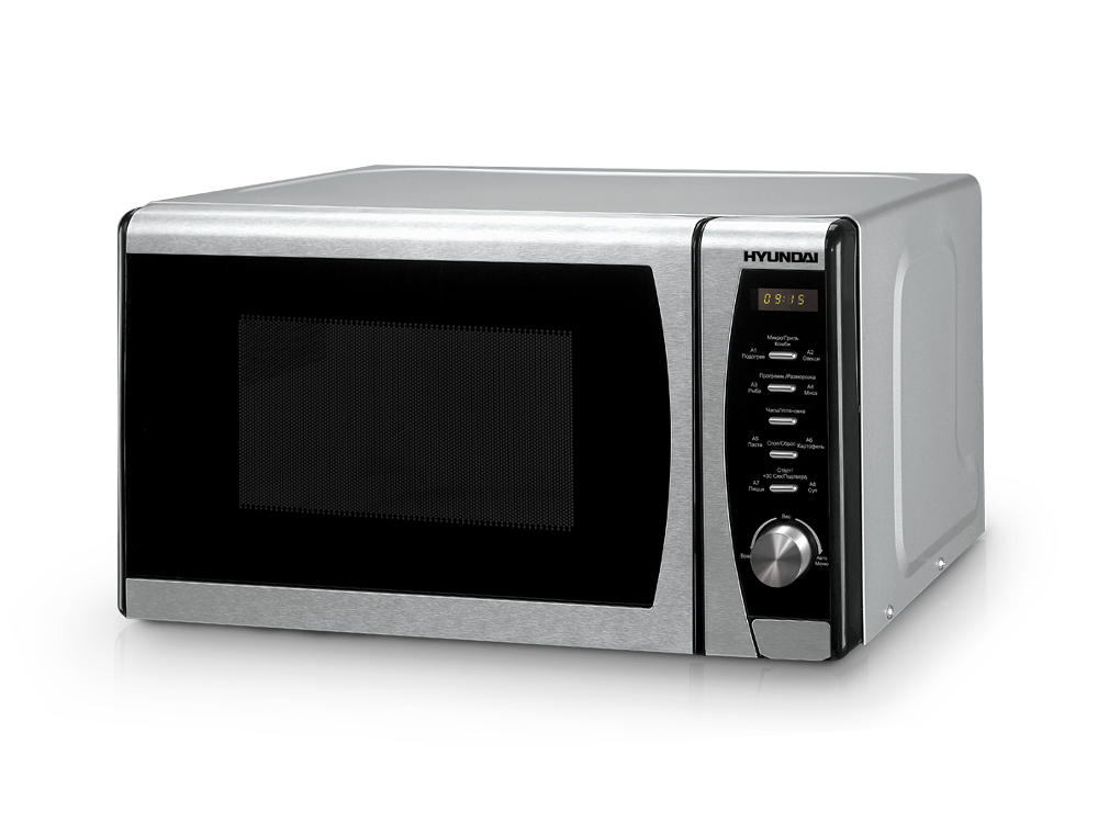 Compact Stainless Steel Microwave Oven With Black Glass Door Product Photo PNG