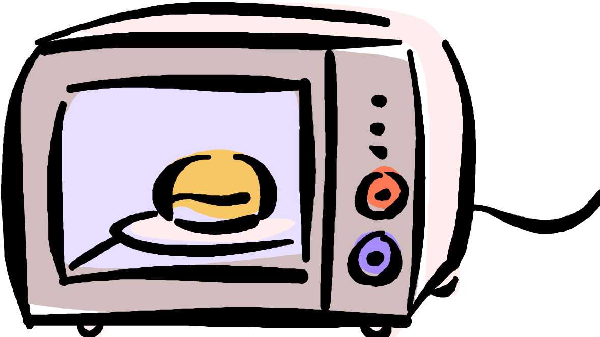 Cute Cartoon Microwave Oven With Plate Of Food And Power Cord PNG