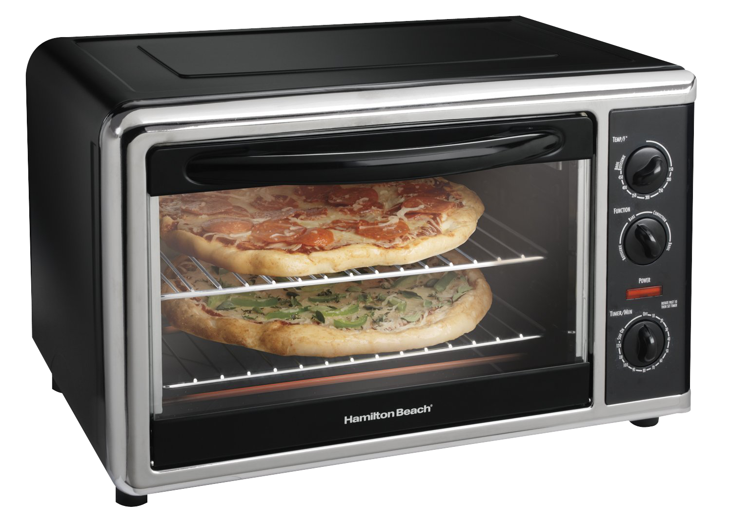 Hamilton Beach Countertop Toaster Oven Baking Pizza On Wire Rack PNG