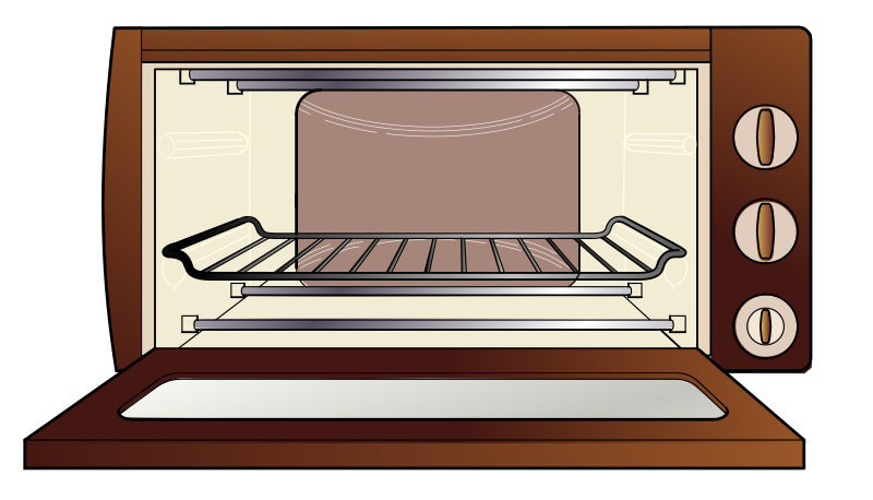 Open Oven Interior Cartoon Illustration With Rack And Round Control Knobs PNG