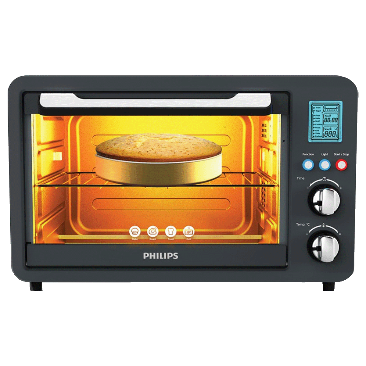 Philips Compact Countertop Toaster Oven With Food And Glass Door PNG