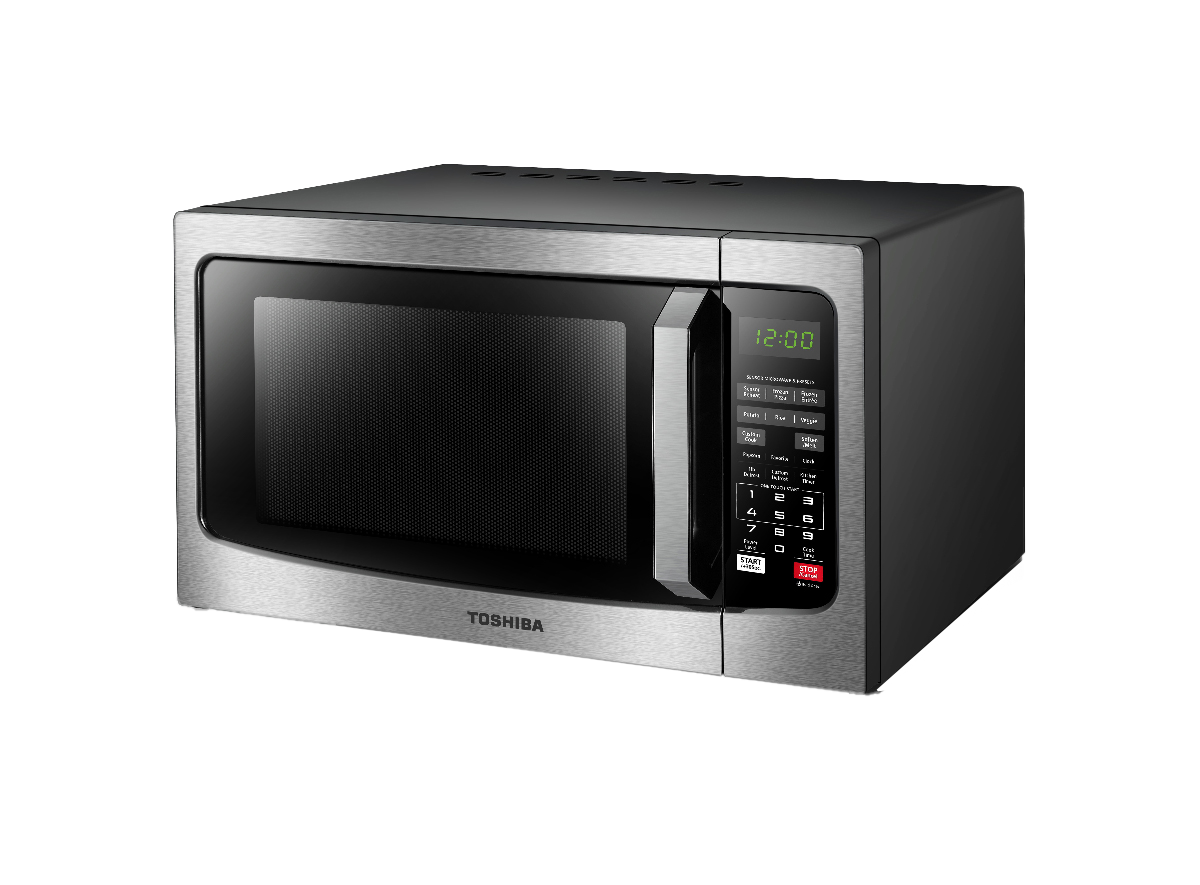Toshiba Silver Countertop Microwave Oven With Side Handle Product Photo PNG
