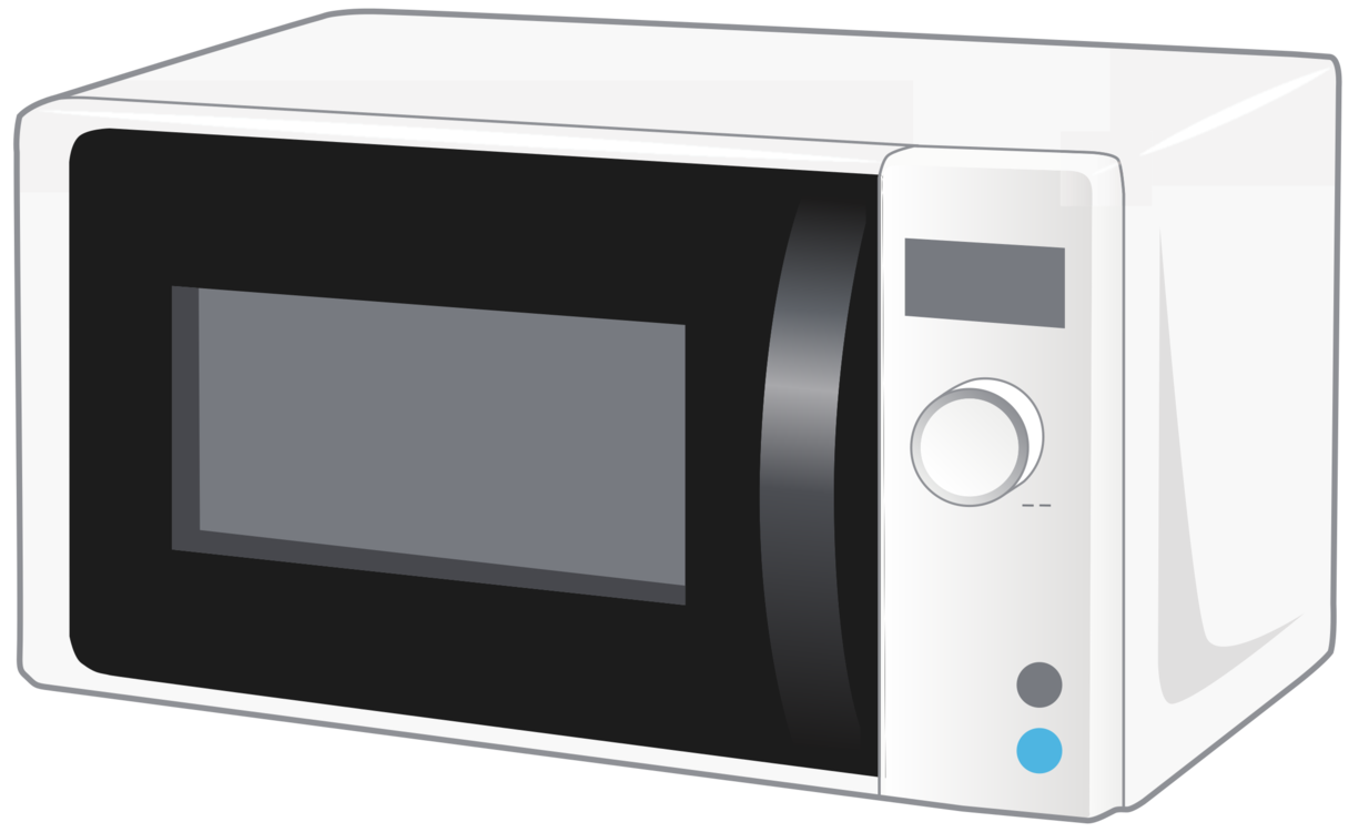 White Compact Microwave Oven Product Render With Black Glass Door PNG