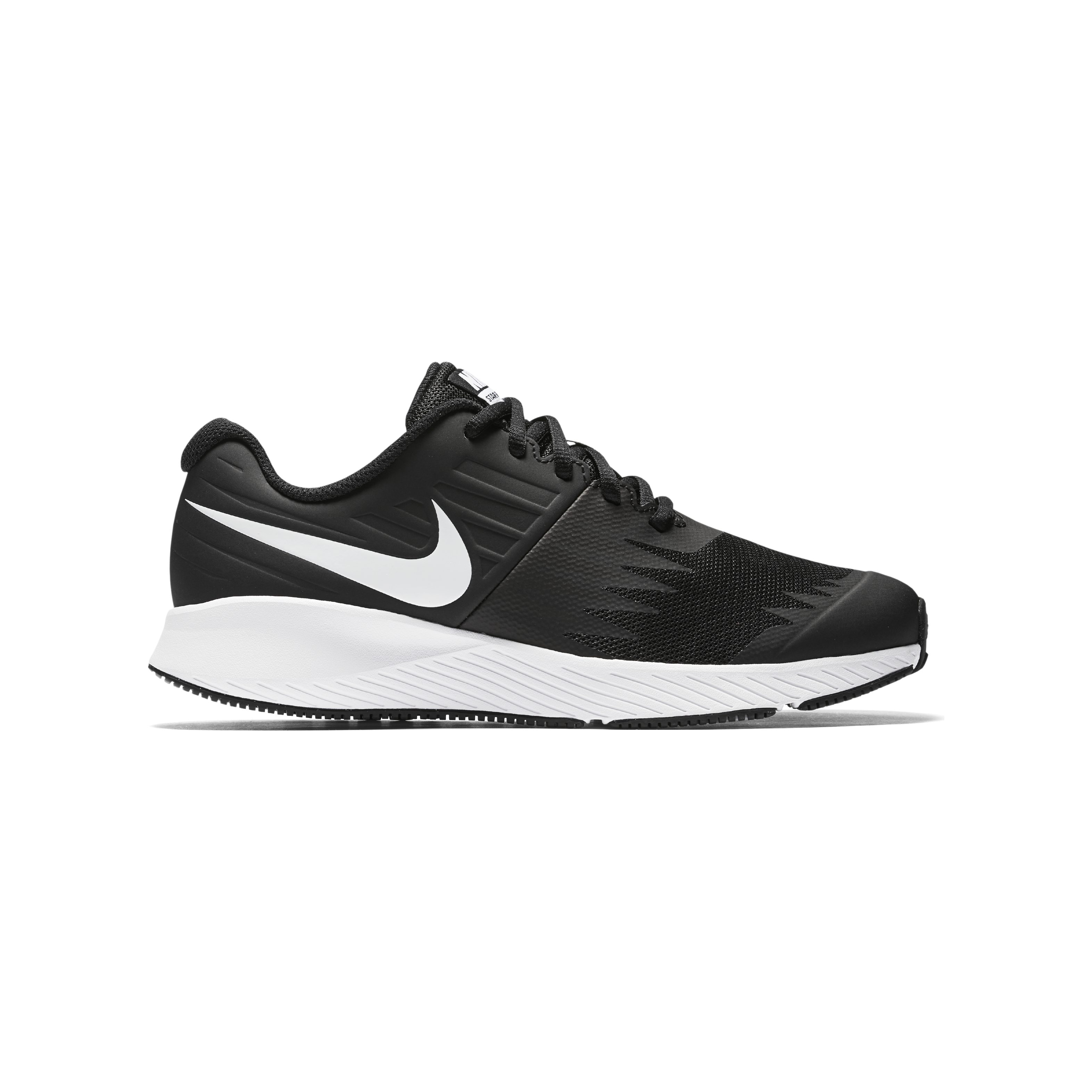 Black Nike Low Top Running Shoe Side Profile Product View PNG