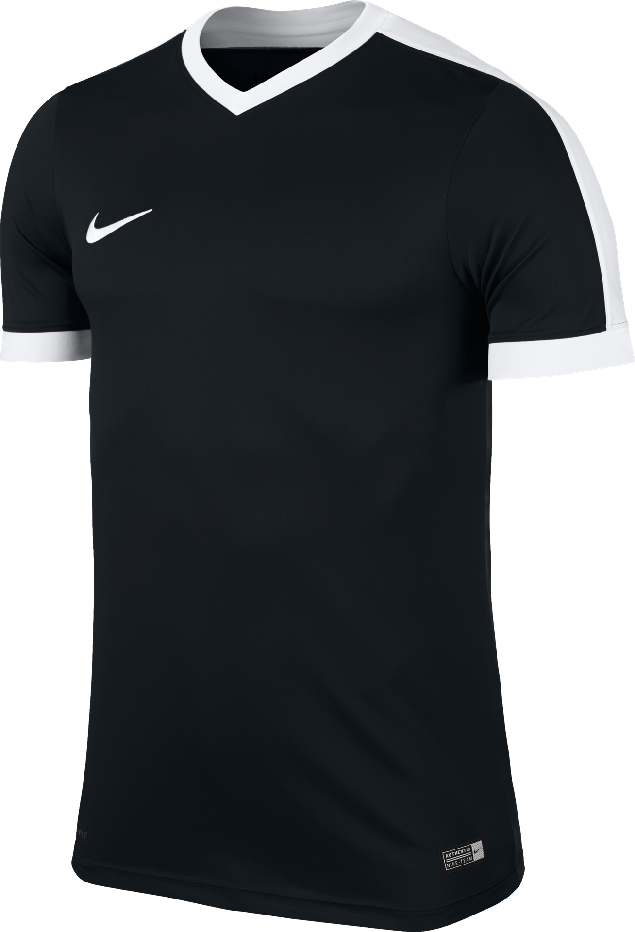 Black Nike Soccer Jersey Shirt With White Shoulder Panels PNG