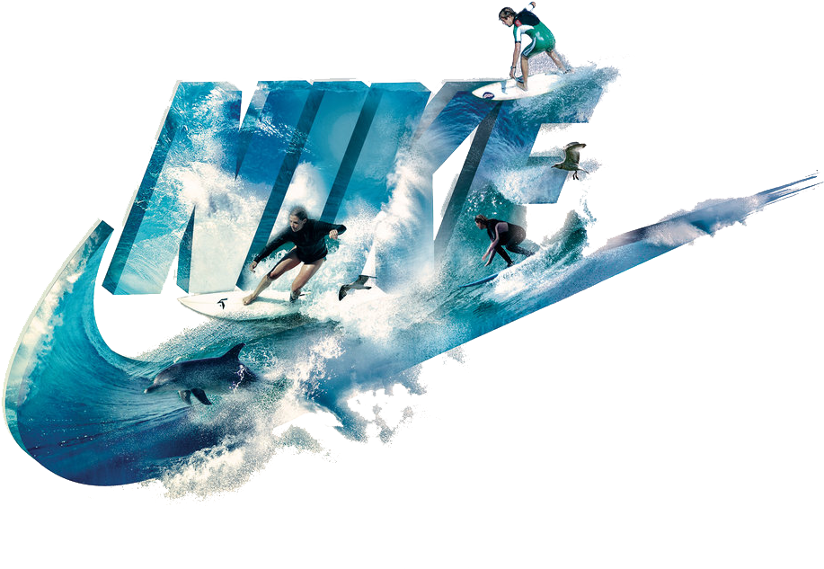 Blue Nike Sports Logo With Dynamic Paint Splash And Athlete Graphic PNG