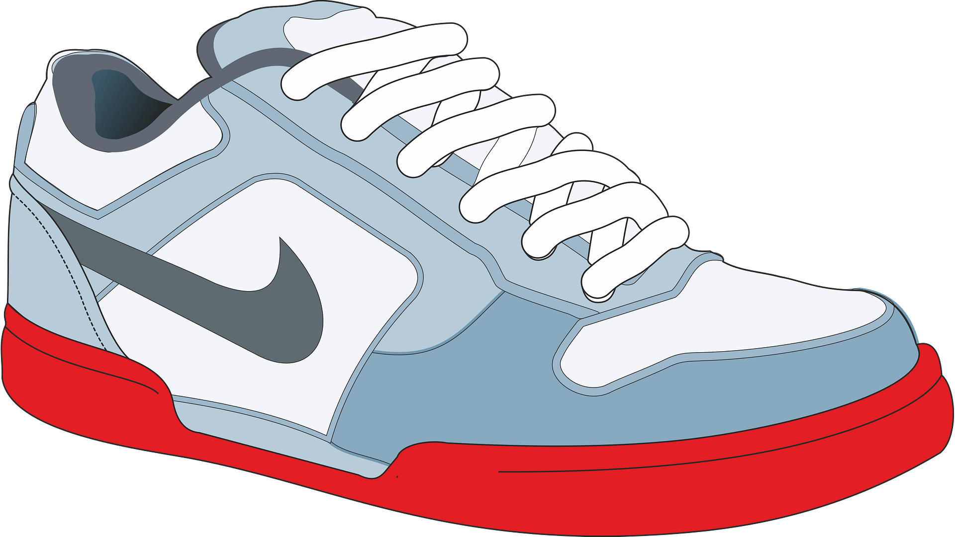 Blue White And Red Nike Sneaker Cartoon Illustration PNG PNG