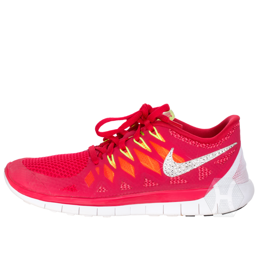 Bright Pink Nike Running Shoes With Yellow Lace Details PNG