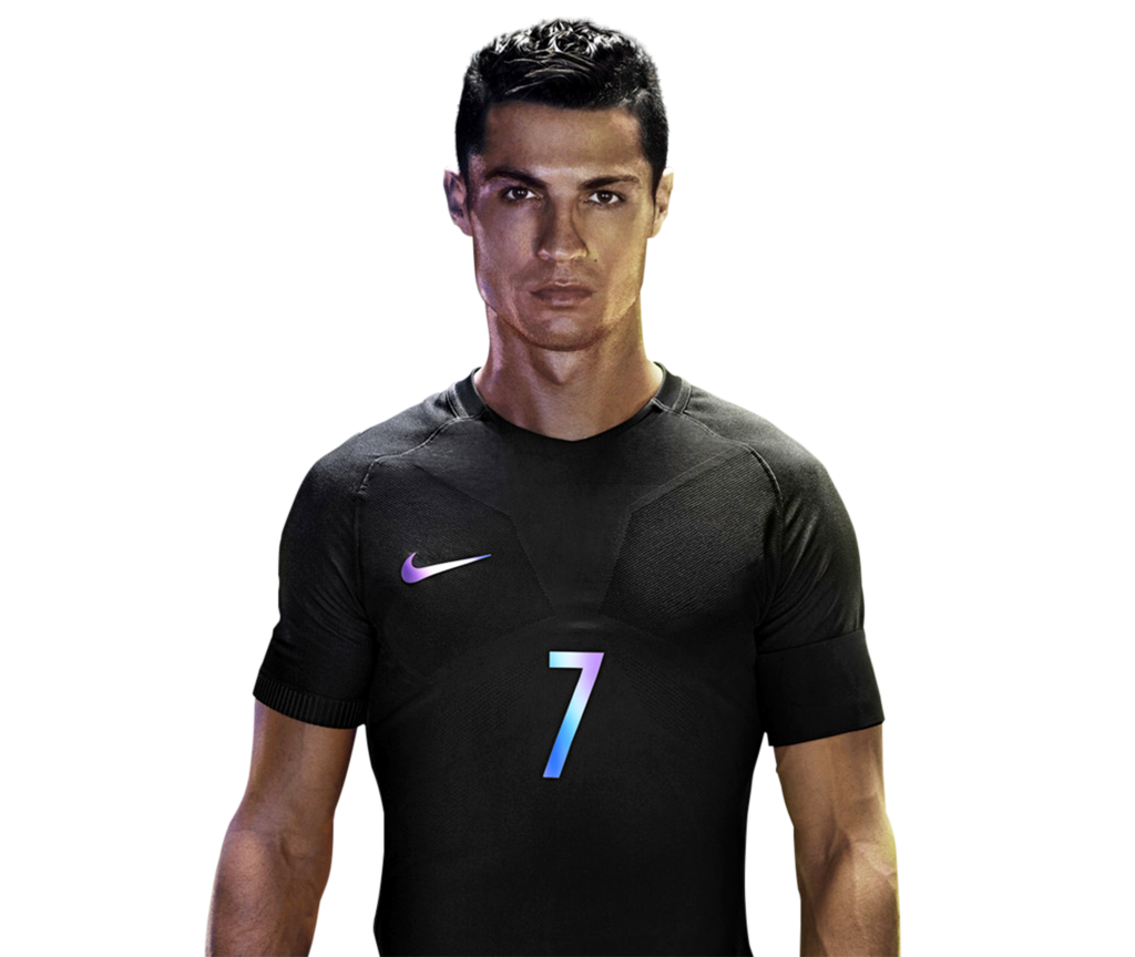 Cristiano Ronaldo Wearing Black Nike Number Seven Soccer Jersey PNG