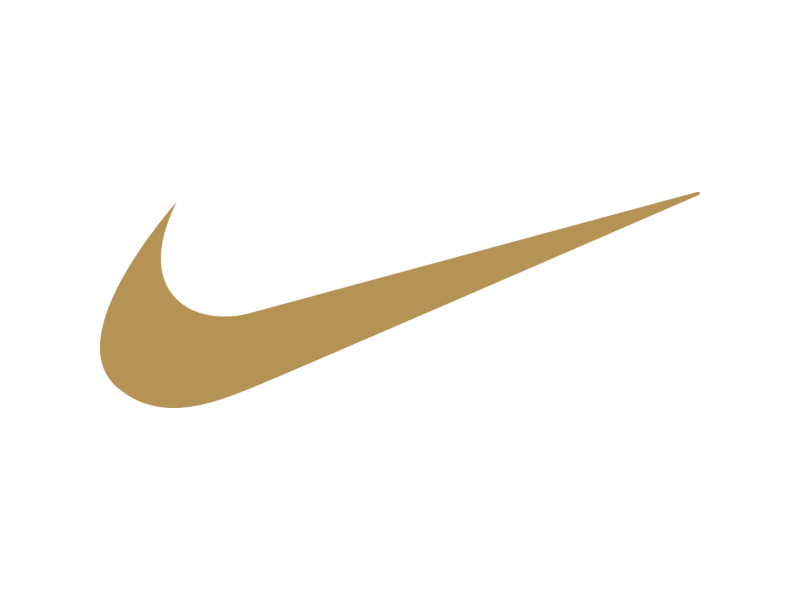 Gold Nike Swoosh Logo With Smooth Metallic Color Effect PNG