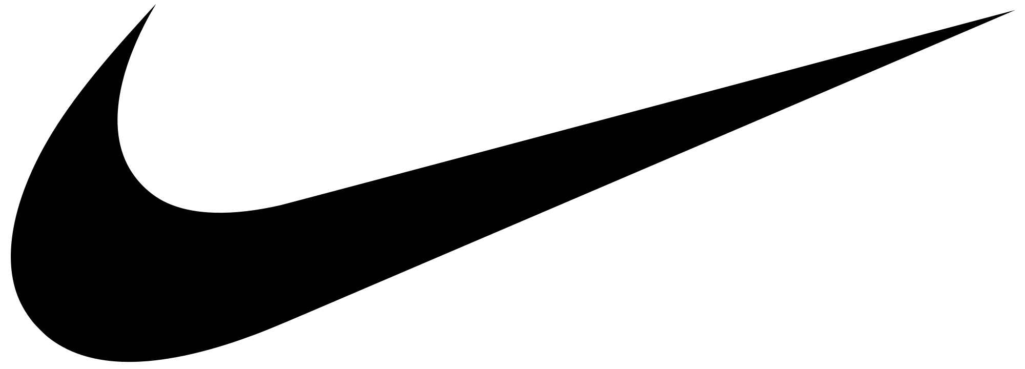Large Black Nike Swoosh Symbol With Clean Curved Shape PNG
