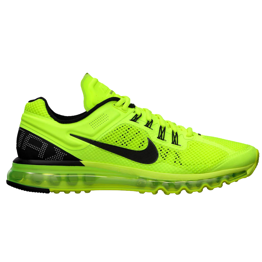 Neon Green Nike Running Shoe With Air Cushion Sole Product Photo PNG
