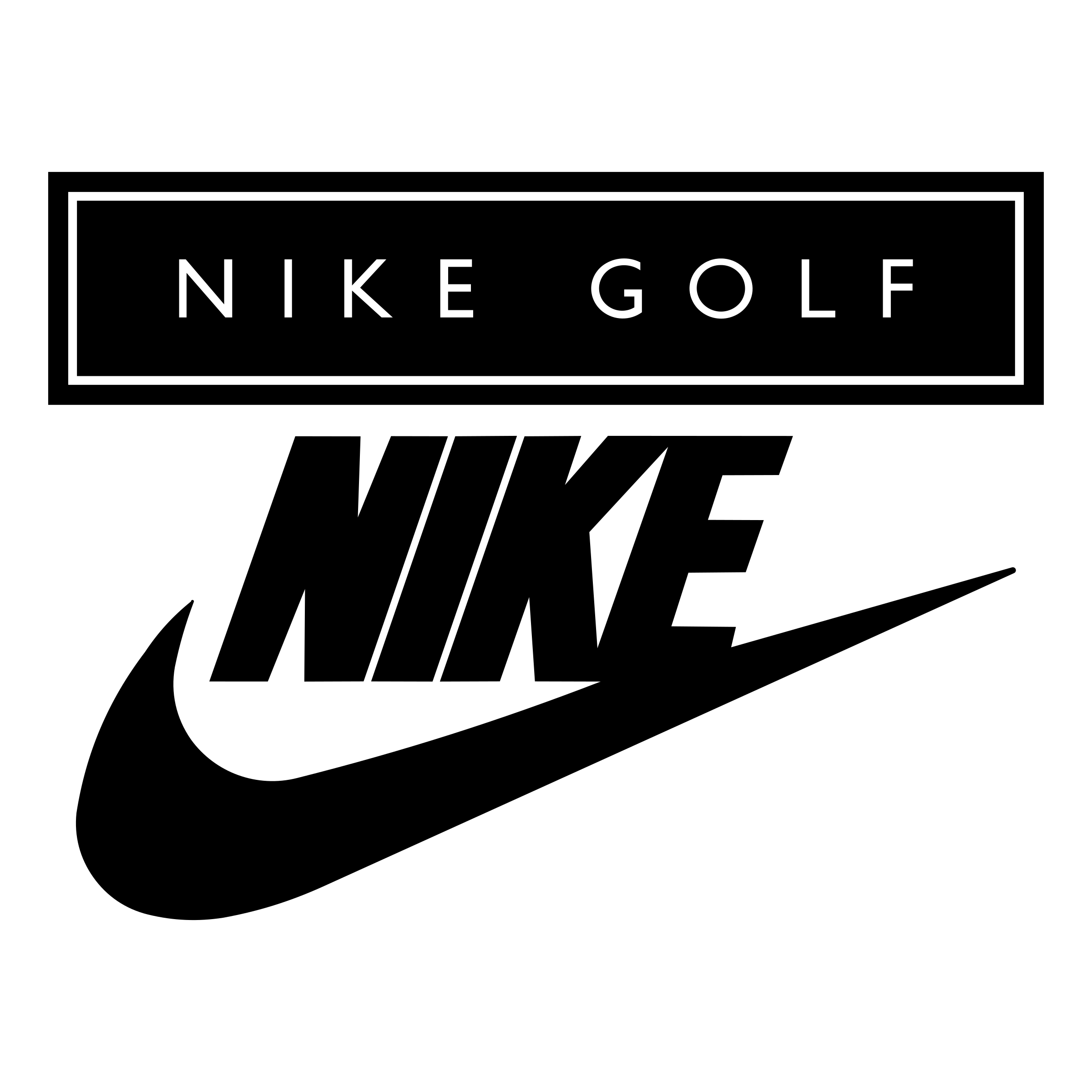 Nike Golf And Nike Swoosh Logo Collection Black White Graphic PNG