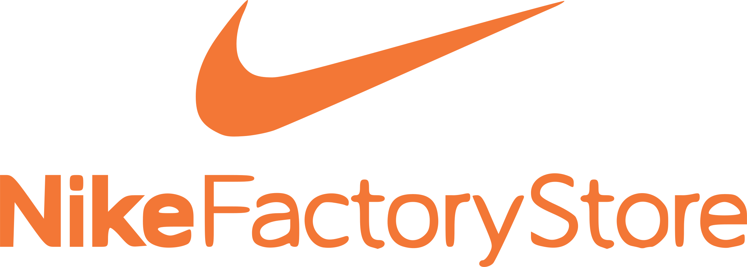 Orange Nike Factory Store Logo With Swoosh Wordmark Graphic PNG