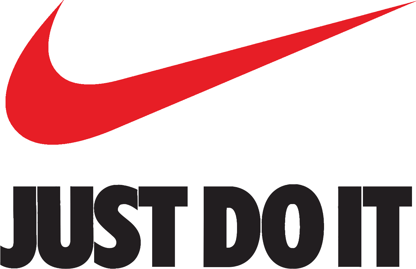 Red Nike Swoosh And Just Do It Typography Brand Logo PNG