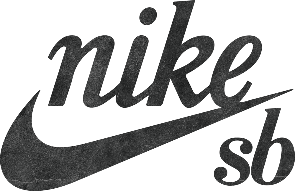 Textured Black Nike SB Skateboarding Logo With Swoosh PNG