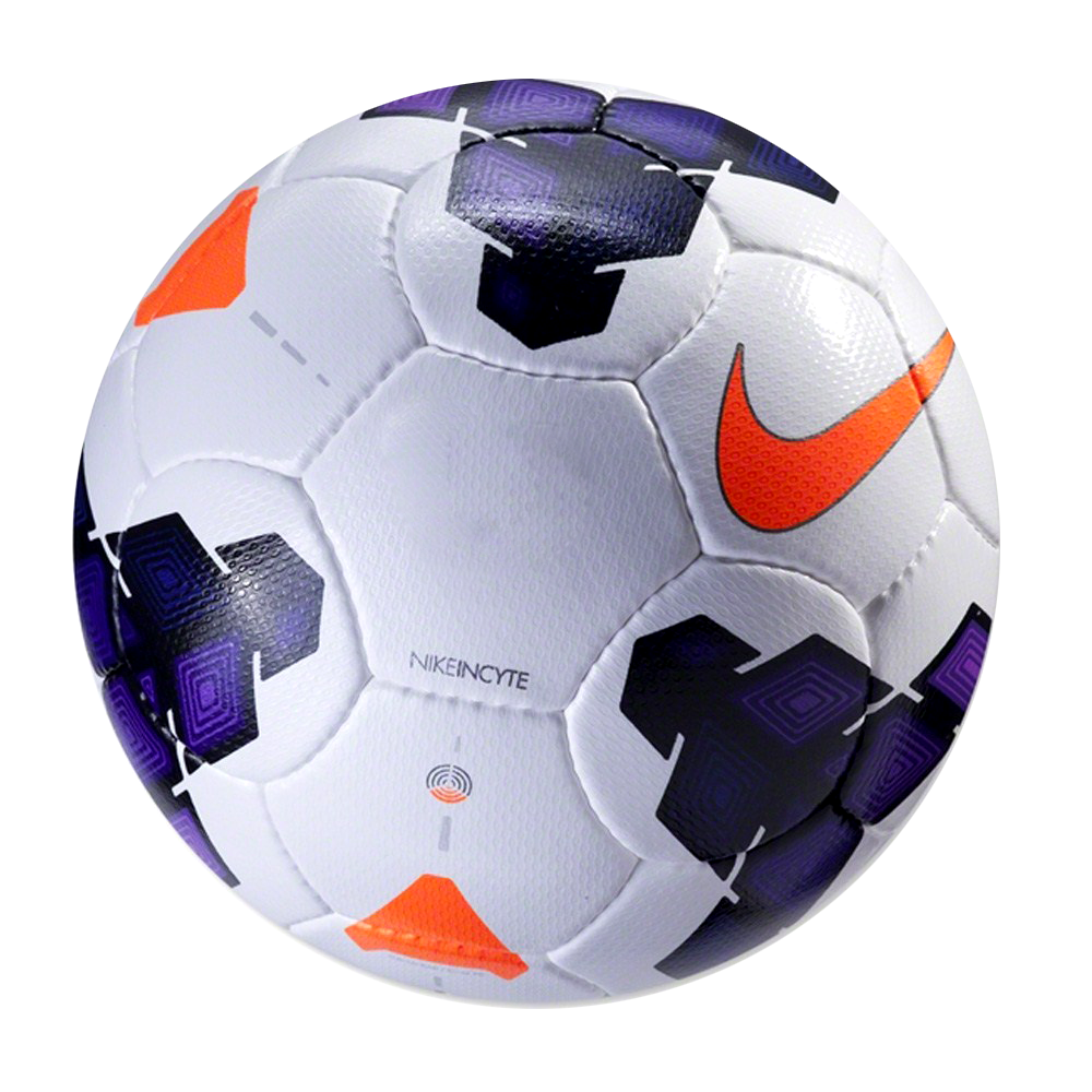 White Nike Soccer Ball With Purple And Orange Panel Graphics PNG