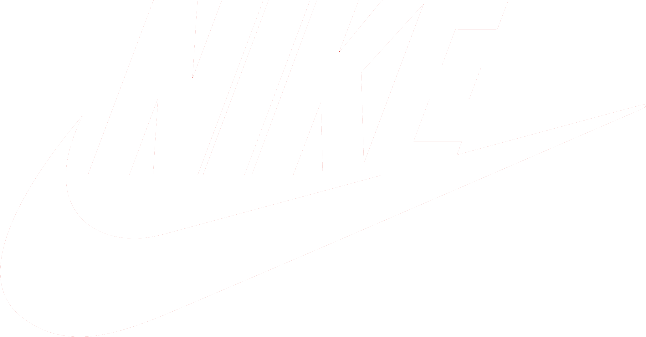 White Nike Wordmark Logo With Swoosh On Transparent Background PNG