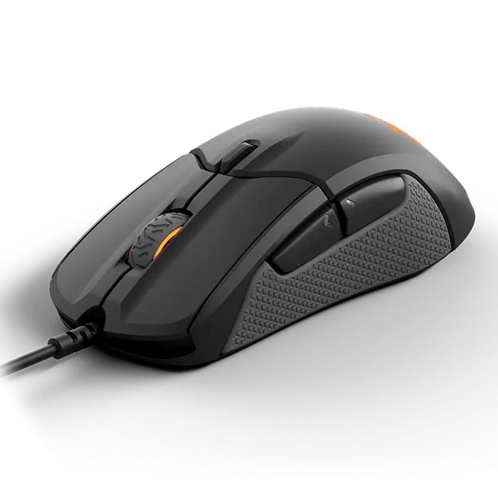 Black Wired Optical Mouse Side Profile With Long Cable PNG