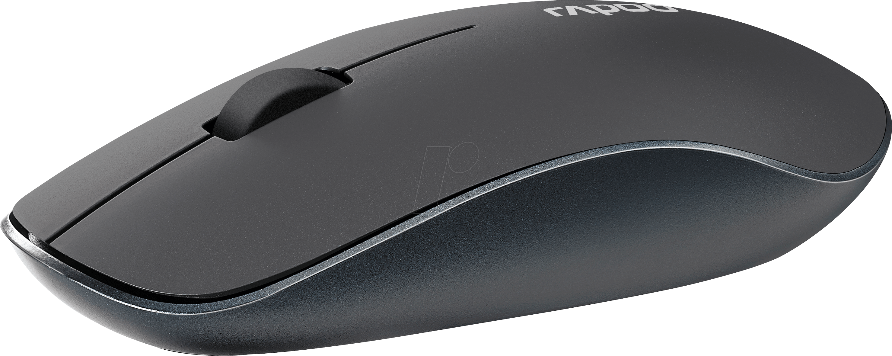Slim Gray Wireless Computer Mouse With Smooth Curved Shell PNG