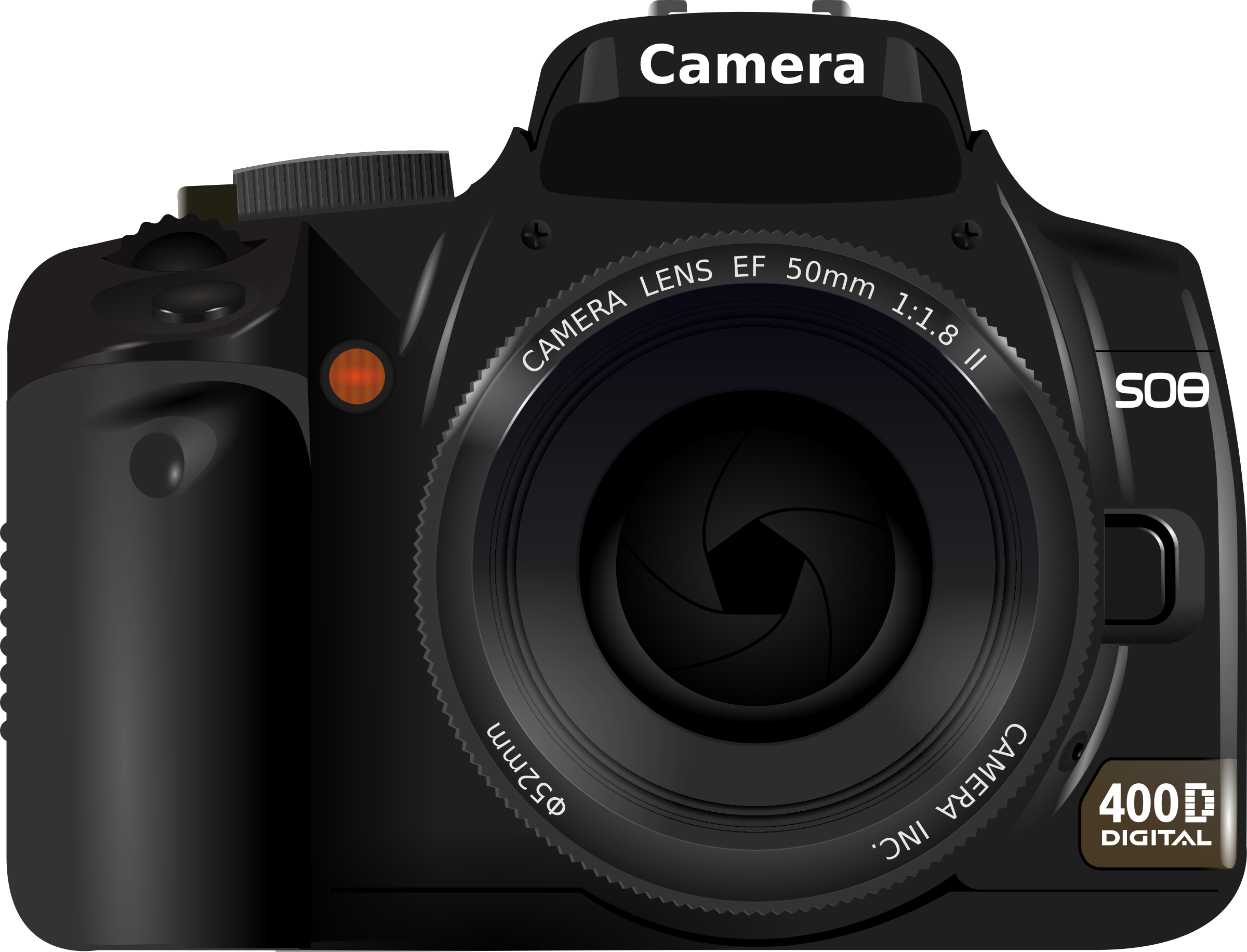Black DSLR Camera Clipart With Wide Circular Lens Transparent PNG